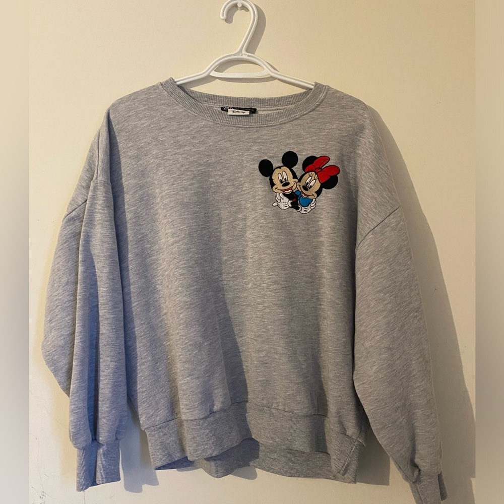 ZARA Grey Mickey Mouse Drop-shoulder Crewneck
